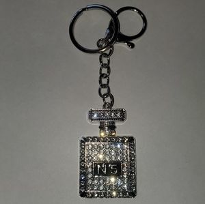 Fashion Perfume Bottle Bag Charm / Keychain Silver